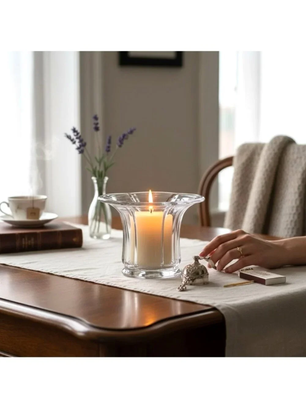Clear Glass Flared Candle Holder Vase